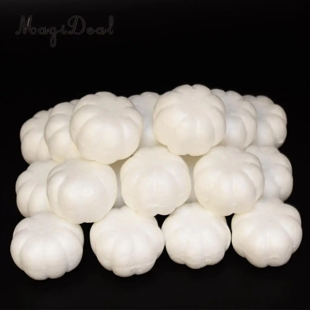

MagiDeal 20pcs White Halloween Pumpkin Polystyrene Styrofoam Foam party decoration for kids kindergarten DIY hand crafts