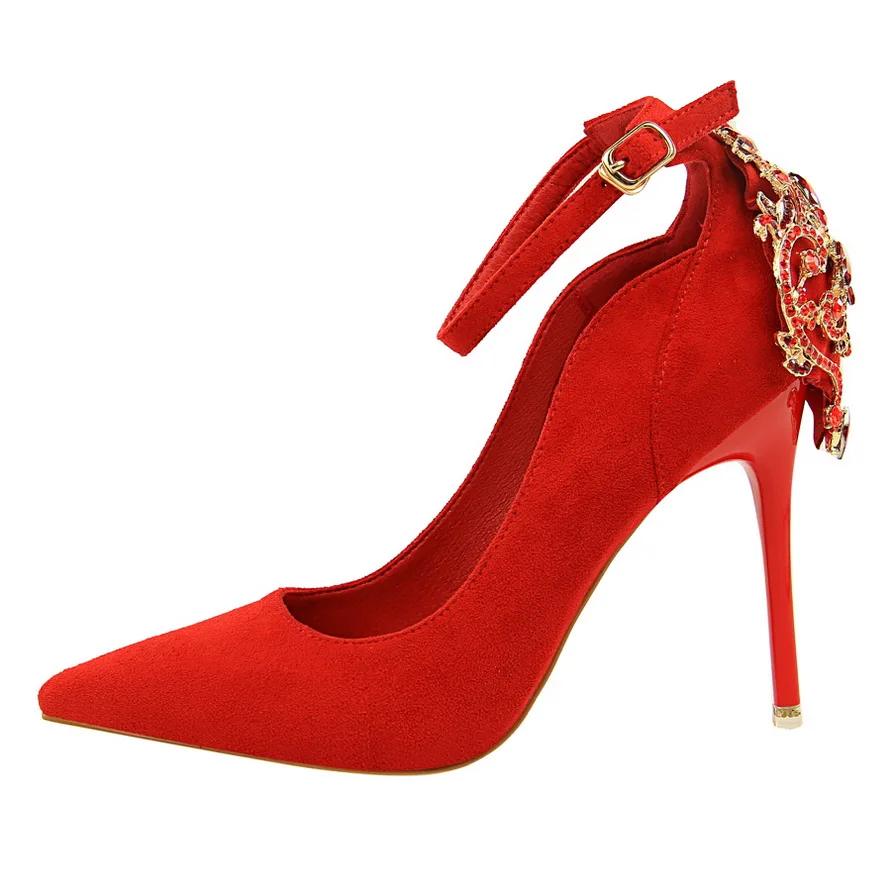 2019 new high heels party wedding shoes Women Glitter crystal rhinestone pumps ankle strap pumps Sexy Ladies Stiletto 10CM heel