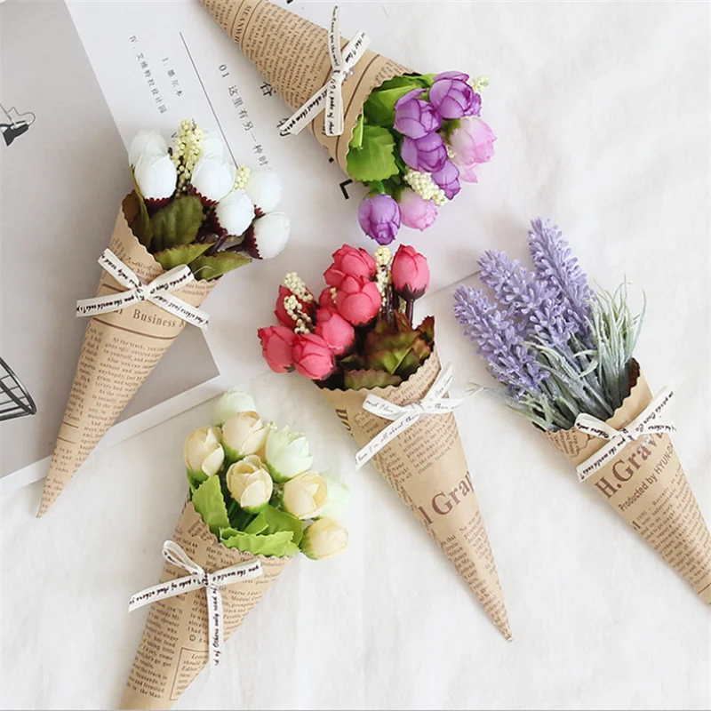 

Mini Paper Tube Flower Wedding Pure and Fresh Decoration Photo Props Bouquet Accessories Dried Flowers Birthday Present Rose