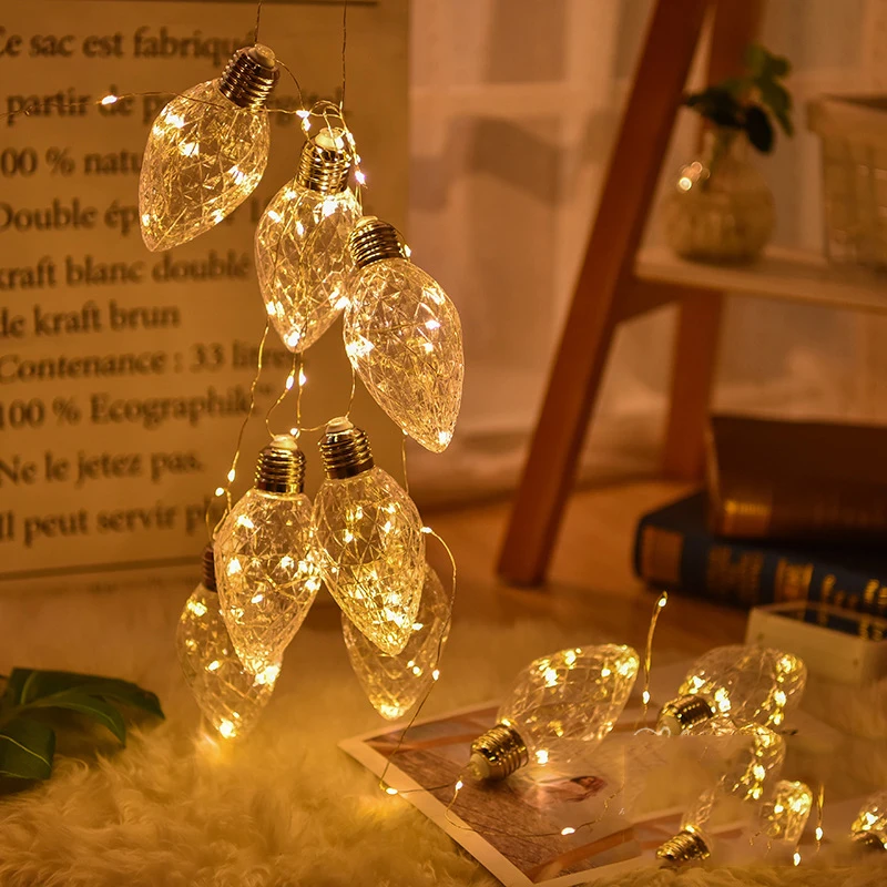 100Led Fairy Retro Geometric Bulb Lanterns Copper Wire String Light 3m LED Decor For Christmas Garland Wedding gerlyanda 100Led Fairy Retro Geometric Bulb Lanterns Copper Wire String Light 3m LED Decor For Christmas Garland Wedding gerlyanda