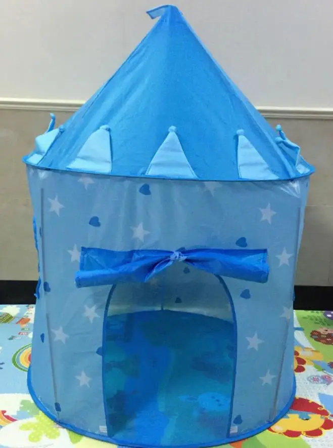 Cubby House Playhouse Kids Cartoon Castle Tent Dome Indoor Outdoor Play Toys Tents For Girl Boy Children Party Gift blue pink