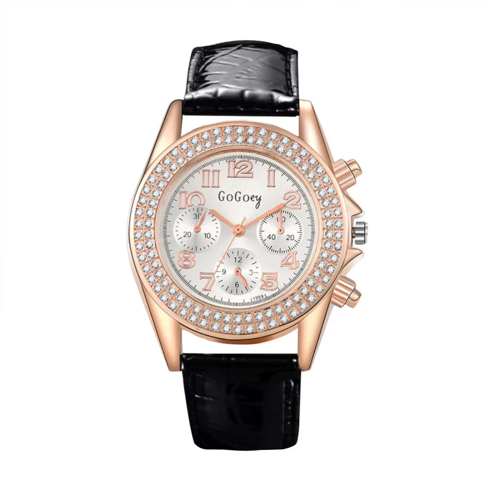 2018 Лидер продаж Элитный Бренд Gogoey Для женщин часы Япония кварцевые наручные часы кожаные ремни горный хрусталь дизайнер дамы час