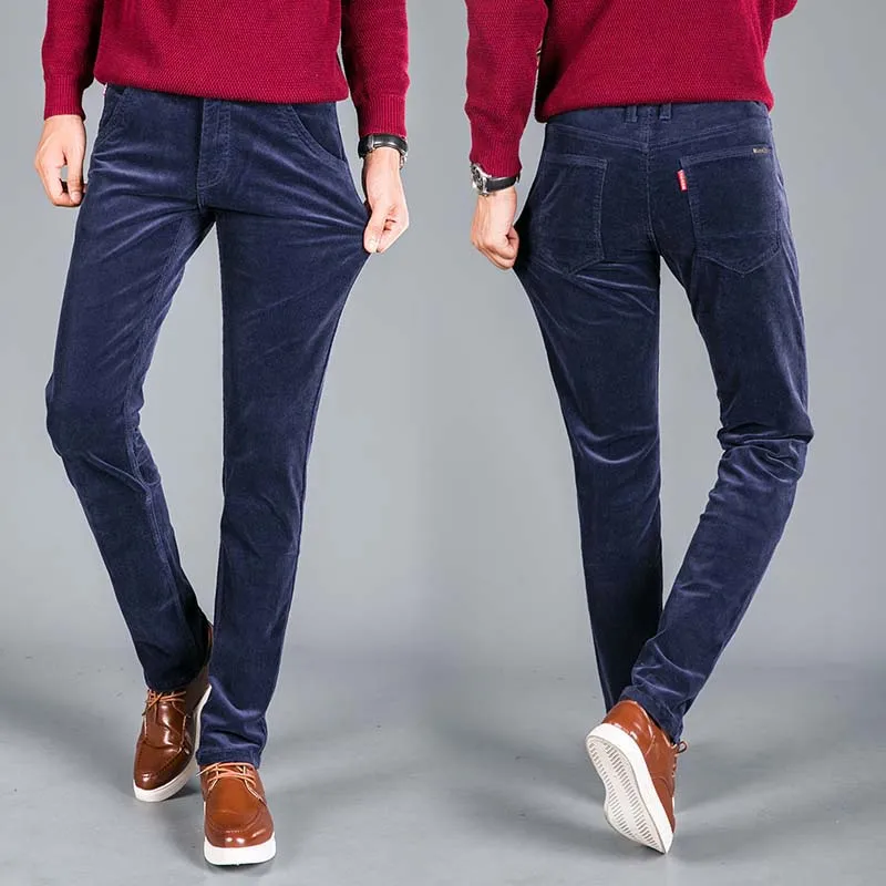 Высокое качество, Новинка осени и зимы, мужские деловые мужские брюки, прямые вельветовые штаны, дышащие повседневные штаны - Цвет: dark blue