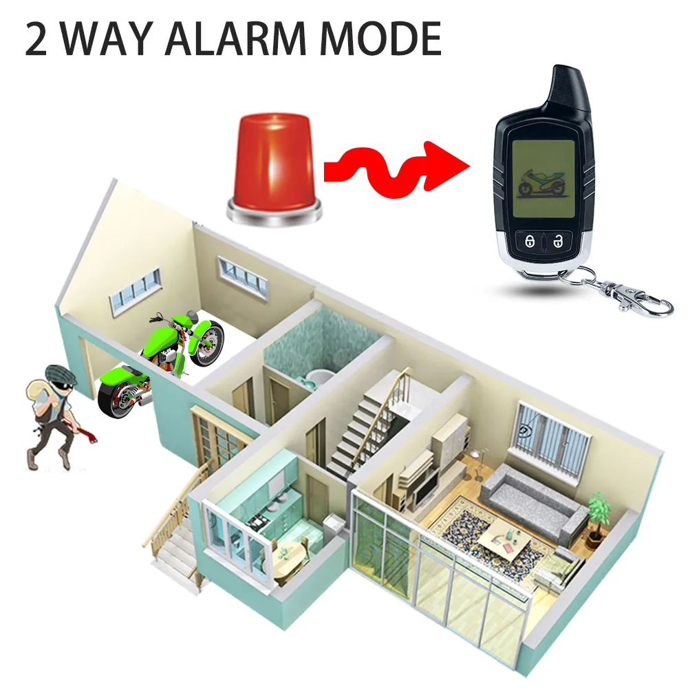 Система сигнализации мотоцикла двухсторонний микроволновый датчик противоугонное оборудование с 2 ЖК-передатчиками дистанционный запуск двигателя