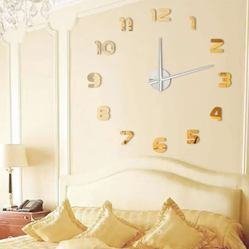 Современная мода DIY большой 3D Номер зеркало настенные стикеры Большие часы домашний декор художественные часы Прямая wu4 30 - Цвет: Синий