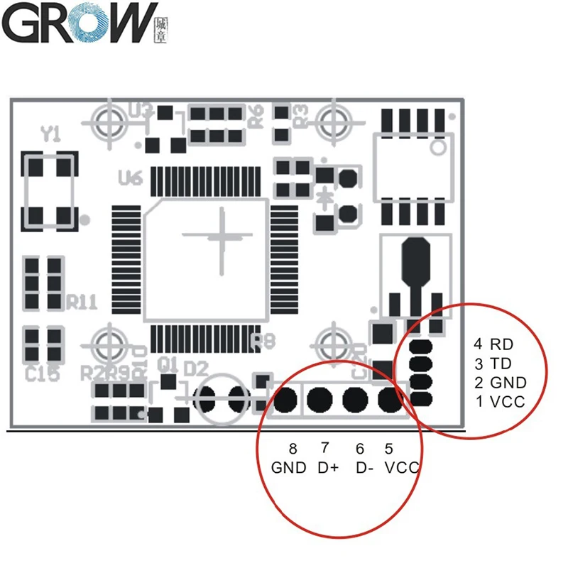 Оптический биометрический модуль контроля доступа по отпечатку пальца GROW R305 от