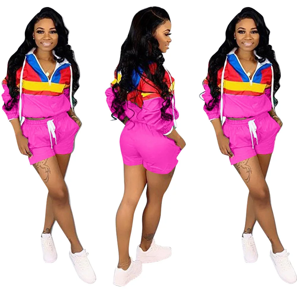 

Two Piece Set Women Clothes Festival Crop Top and Biker Shorts Suit Sexy Club Outfits Tracksuit Matching Sets
