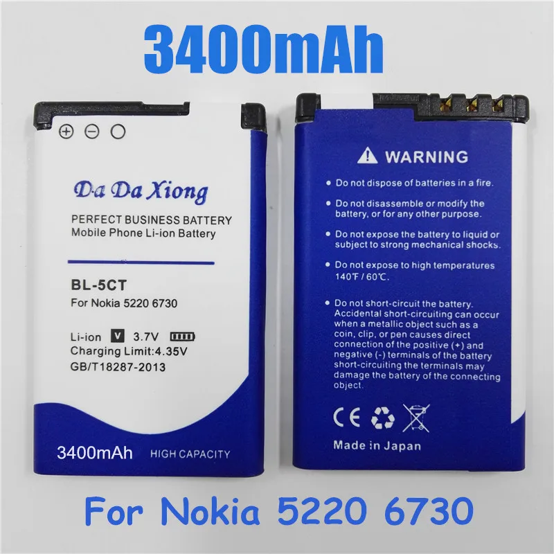 Аккумулятор BL5CT для телефона 3400 мА/ч литий ионный аккумулятор Nokia 5220 BL 5CT 6730c C5 6303C