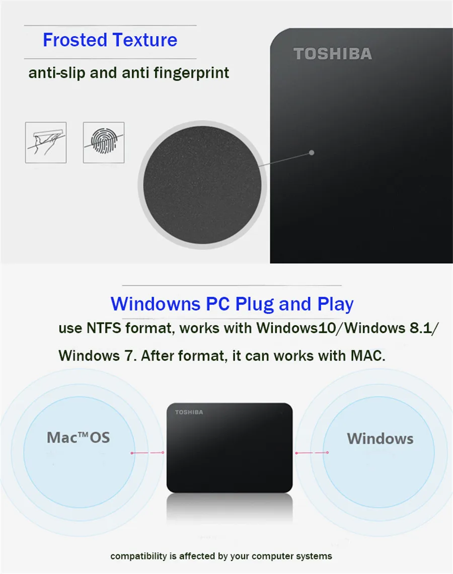 Toshiba 1 ТБ 500GB внешний HDD 2," USB 3,0 5400 об/мин внешний жесткий диск 1 ТБ жесткий диск для ноутбука компьютера ПК