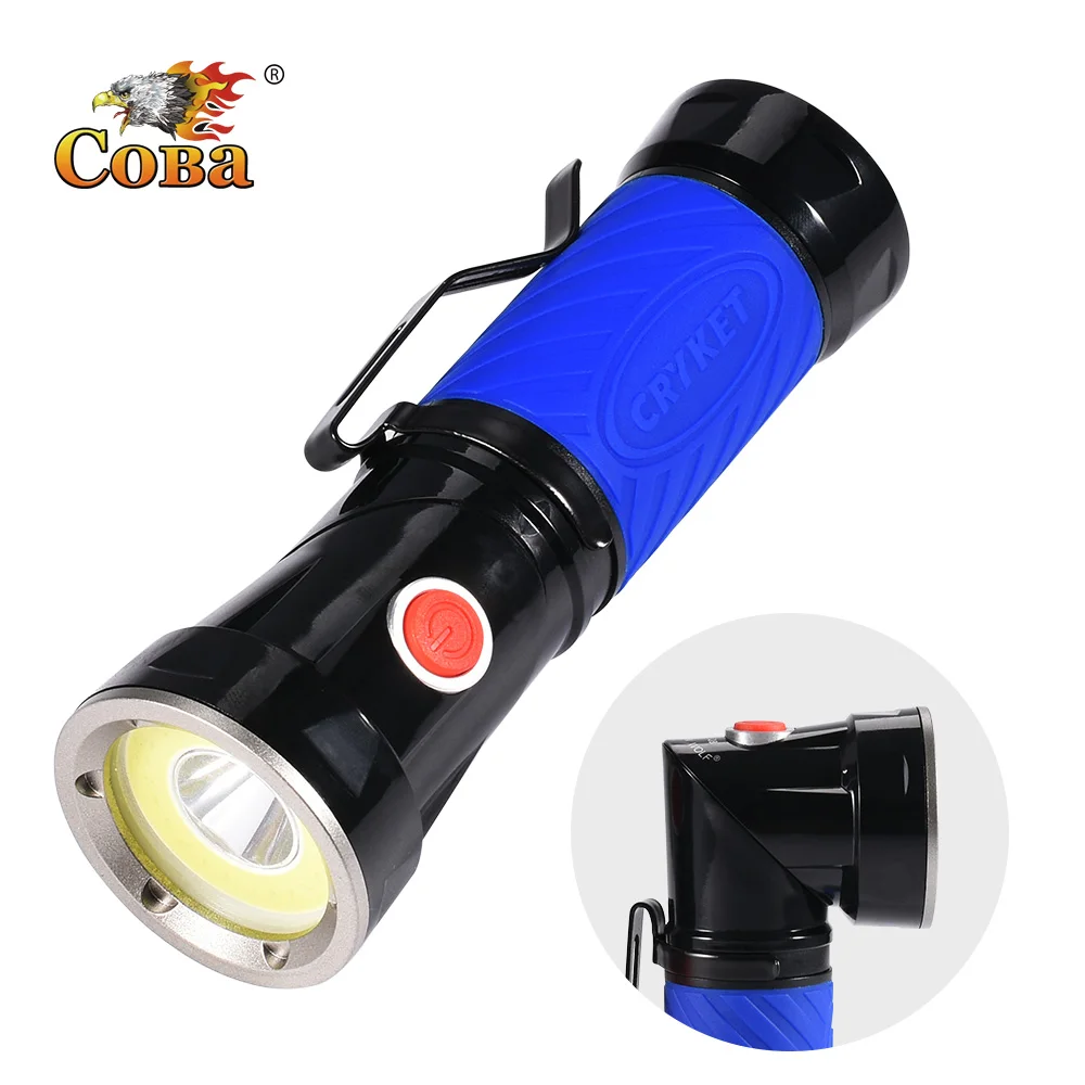 

Coba led flashlight deformable cob flash light magnetic torch practical handy stainless pen clip back 3 modes use 4*AAA battery