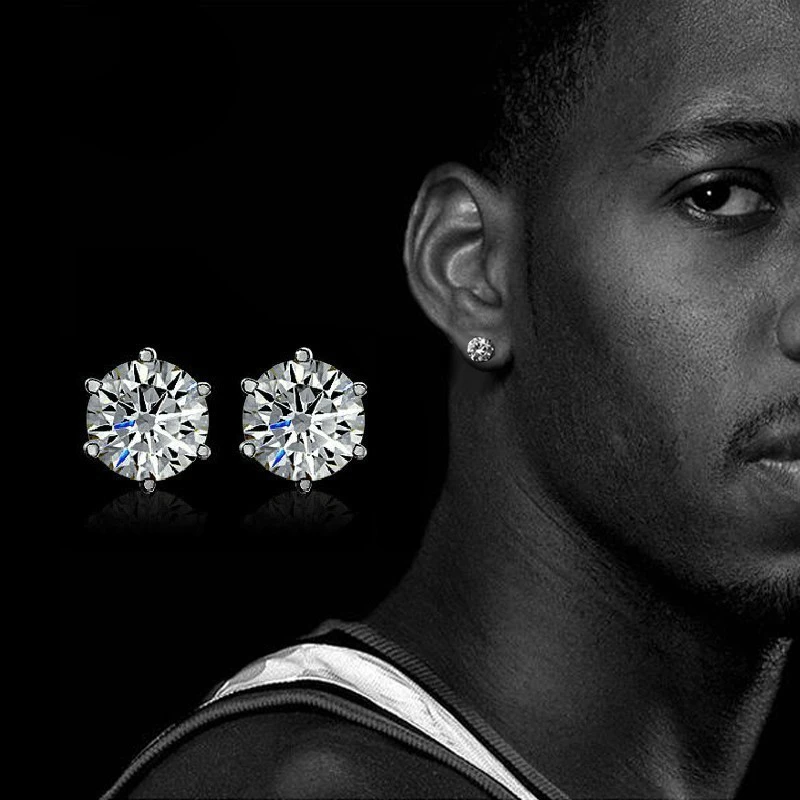 

2019 Hot Sale Small Crystal Stud Earrings In Stainless Steel Men Jewelry Silver Pair Crown Zircon Crystal Earring Women Mens