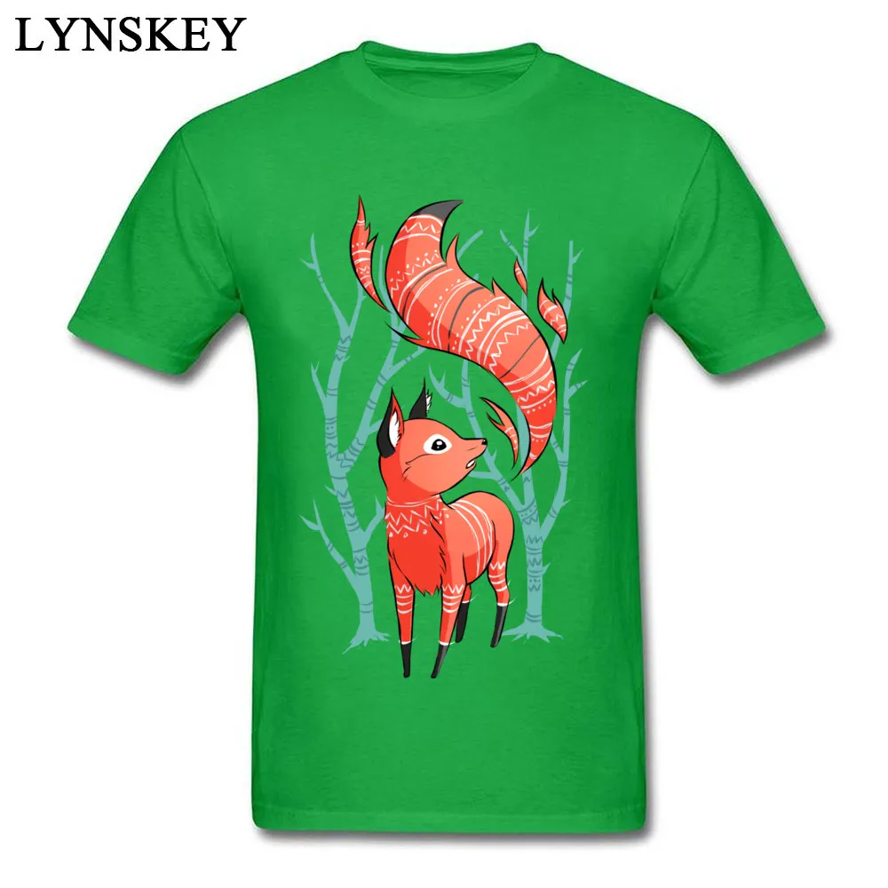 Pure Cotton Mens Short Sleeve Tops Shirt Winter Fox Geek Summer Fall T-Shirt Normal Fashionable O-Neck Tee-Shirts Top Quality Winter Fox green