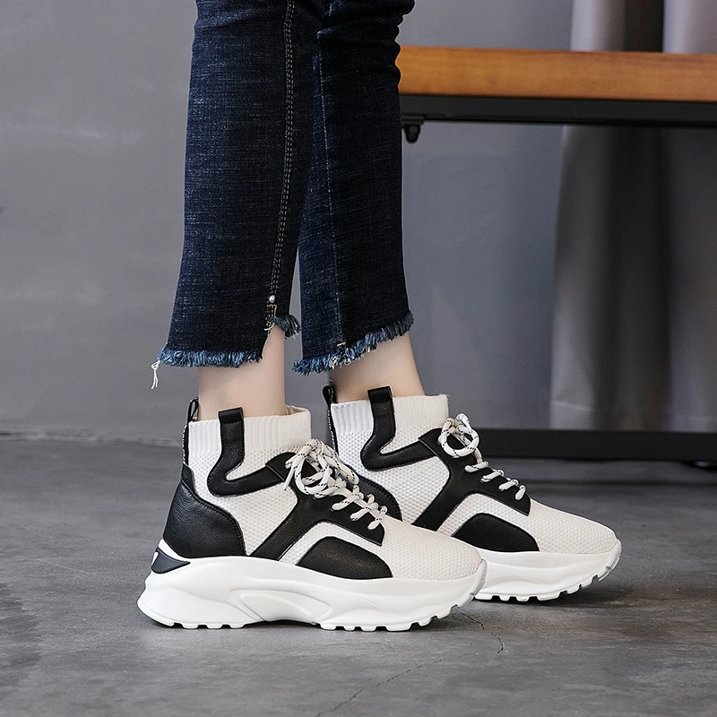Platform Shoes Woman Fashion White Sneakers Sports Sock Shoes for Woman Autumn Female Casual Shoes Lady Ankle Sock Boots Platform Shoes Woman Fashion White Sneakers Sports Sock Shoes for Woman Autumn Female Casual Shoes Lady Ankle Sock Boots
