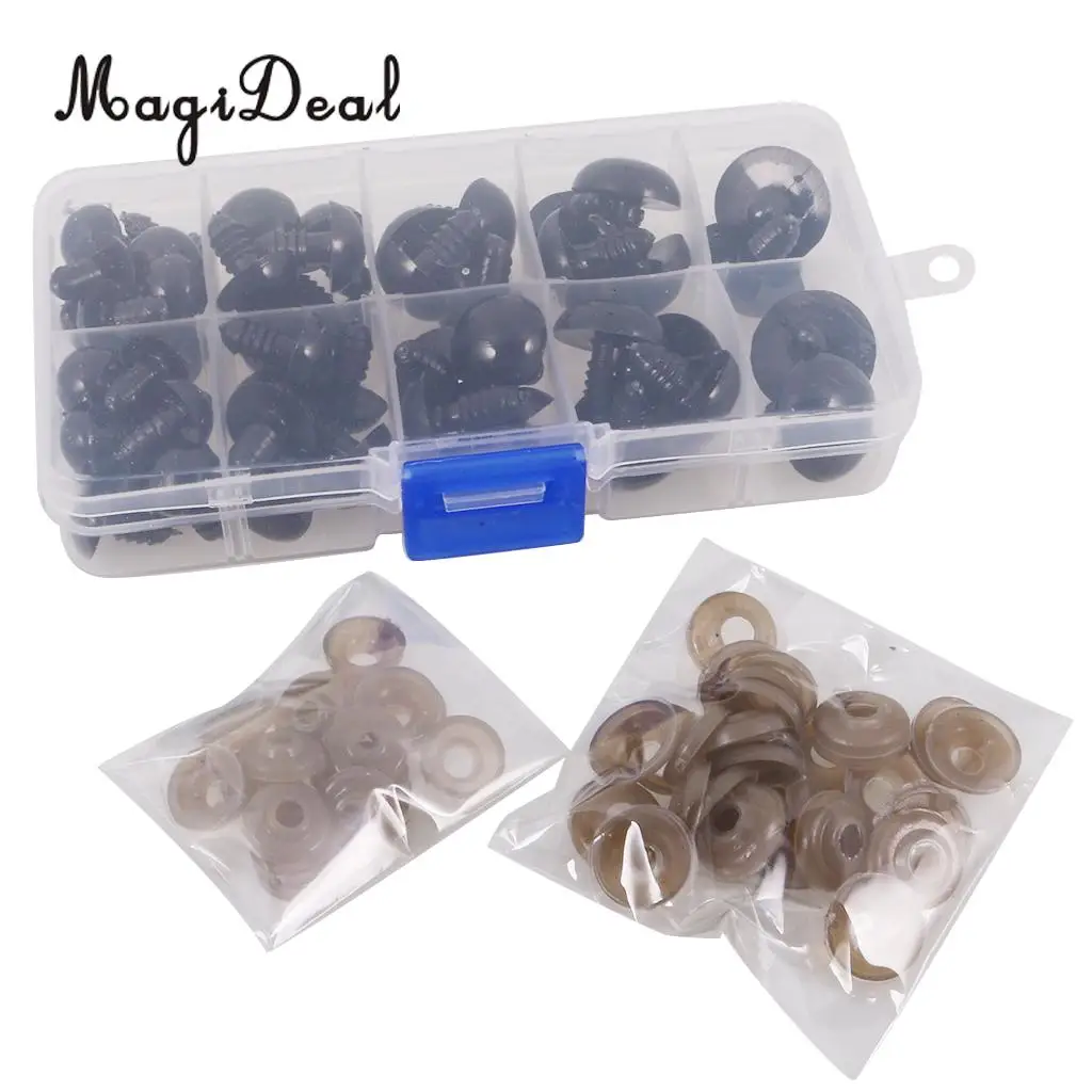 Hot Sale Black 12-20mm Plastic Safety Eyes with Washers for Teddy Bear Doll Dog Plush Animal DIY Craft Toy