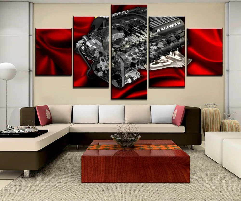 

Modular Picture 5 Pieces HD Printed Wall Art Canvas Painting 6 4L HEMI Engine Canvas Wall Art Home Decor For Living Room