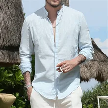 Männer Shirts Long Sleeve Männer Slim Fit Marke Leinen Casual Business Hemd Solide Flachs kleid shirt mann Tuxedo Shirts hohe qualität