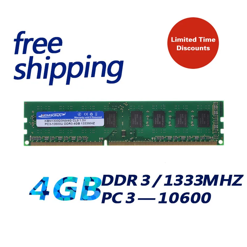 KEMBONA العلامة التجارية جديد مختومة DDR3 1333 ميجا هرتز 4 جيجابايت العمل لجميع اللوحة PC3 10600 4 جيجابايت ذاكرة وصول عشوائي مكتبية الذاكرة/ ضمان مدى الح...