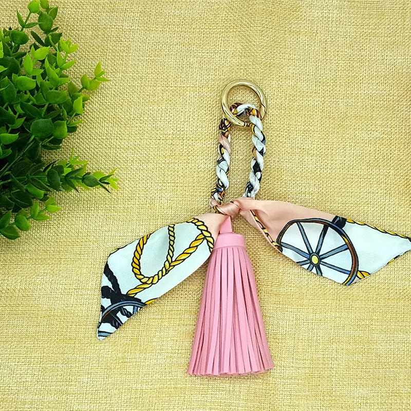 Buy Fashion 9 Colors Silk Leather Tassel Keychain Keyring Women Bag Handbag