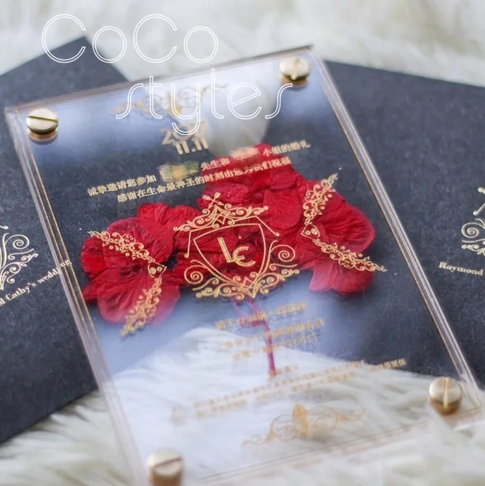  Cocostyles personalized blank classical star wedding invitations card with hot stamping for chinese - 32869596884