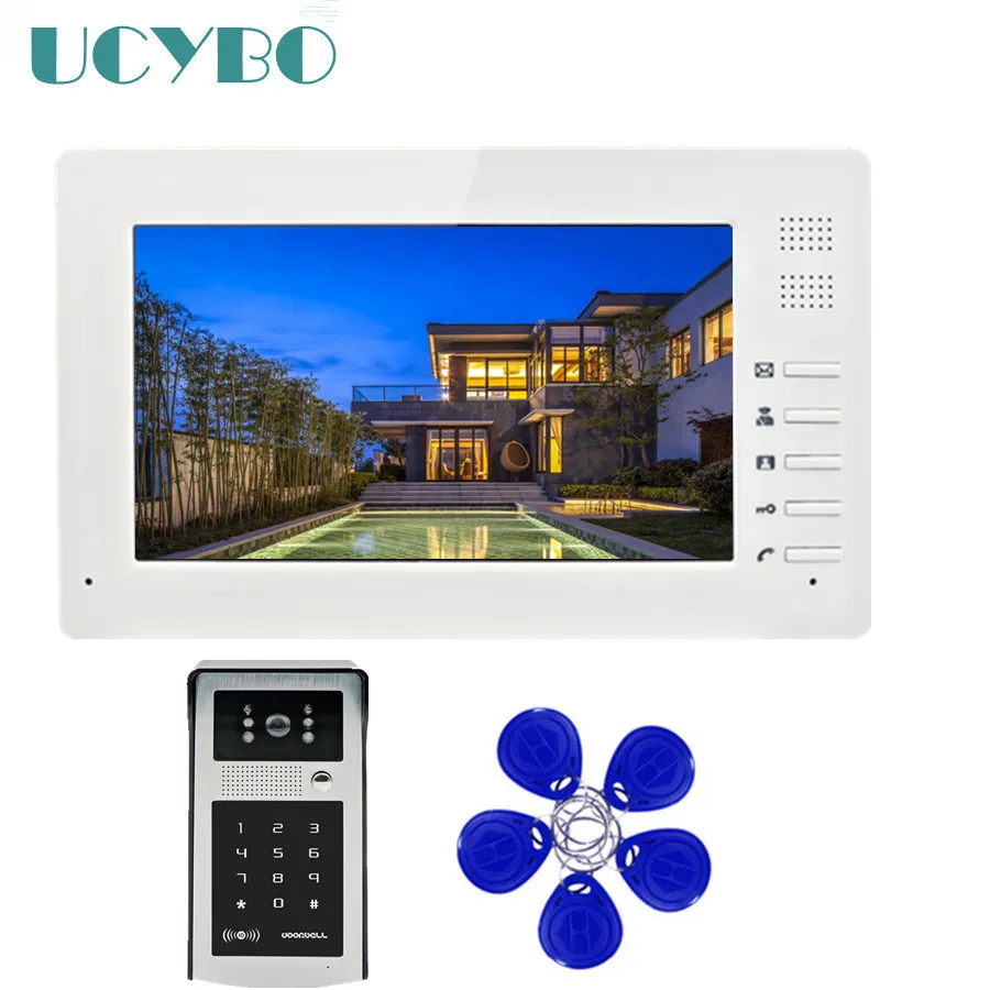 

Touch Key 7" LCD Video Door Phone Intercom System RFID IR Camera 1000TVL door bell camera doorphone Remote Access Control Entry