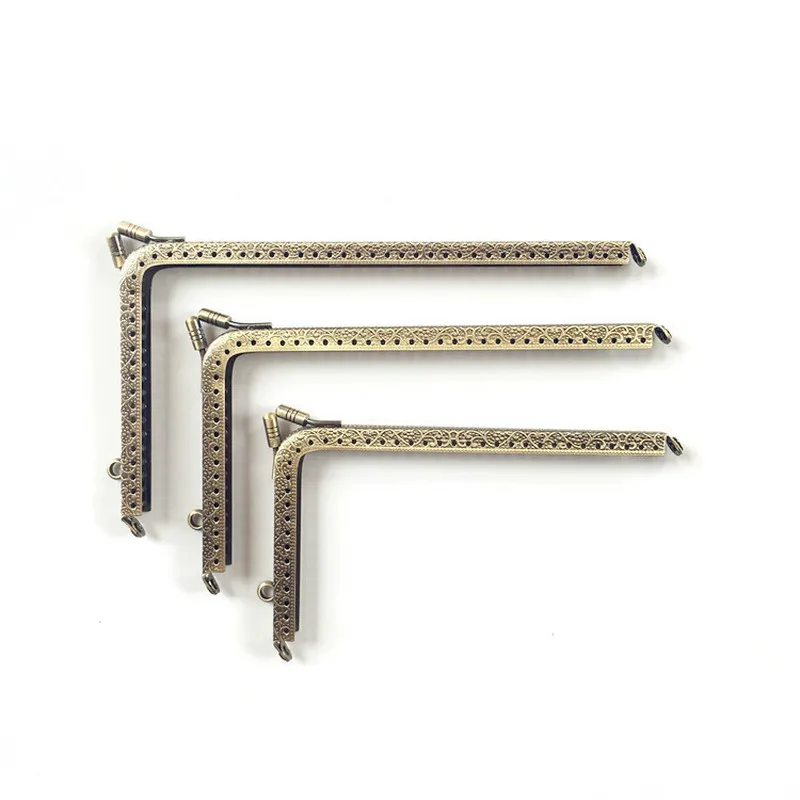 10Pcs Bronze/Gold Tone Pattern Metal Frames L Shape Purse Kiss Clasps 7 Clutch Handles Buckles Lock Luggage&ampBag Accessorie | Багаж и