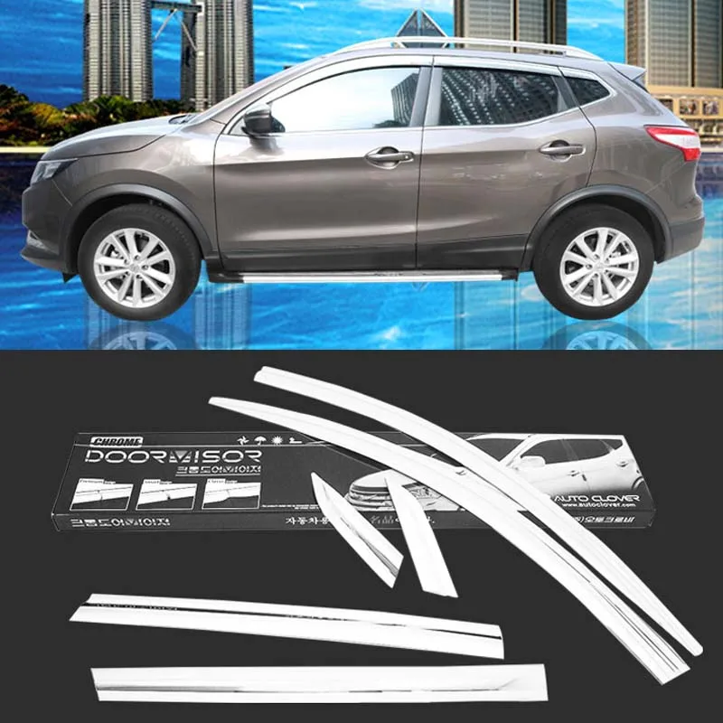 1 Set Brand New Chrome Side Vent Sun Shade Window Visors Rain Guard Deflectors For Nissan Qashqai 2016-2018 1 Set Brand New Chrome Side Vent Sun Shade Window Visors Rain Guard Deflectors For Nissan Qashqai 2016-2018