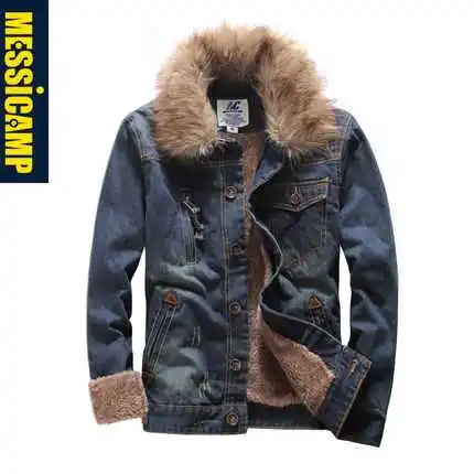 Faux Fur Collar font b Men b font Denim font b Jackets b font Winter Warm