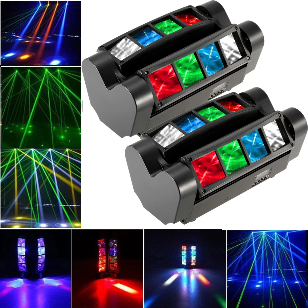 Moving Head 90W RGBW LED DMX512 Sound Activated Auto Running Mini Spider Stage Beam Light Rotatable Lamp Disco KTV Party show