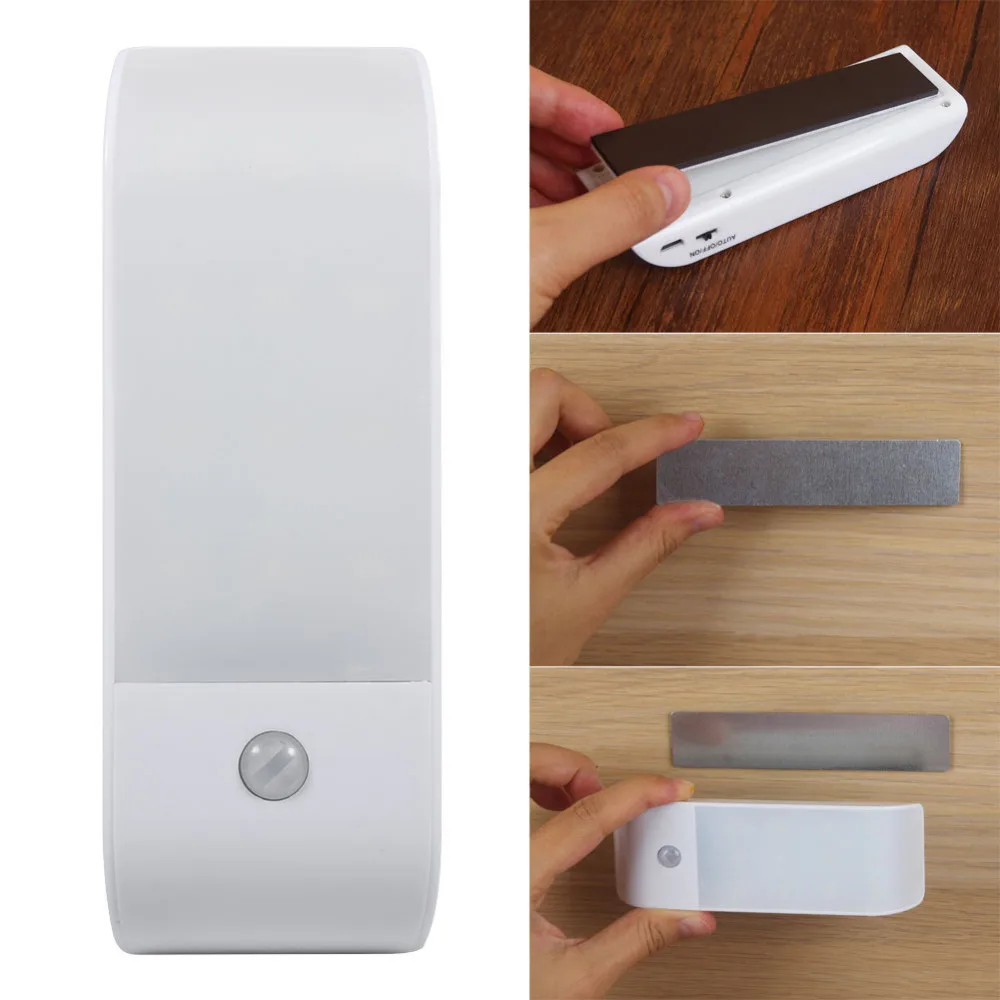 12 LED Intelligent Infrared Induction PIR Motion Sensor Lamp USB Rechargeable Wardrobe Lights Durable Wholesale for Indoor | Лампы и