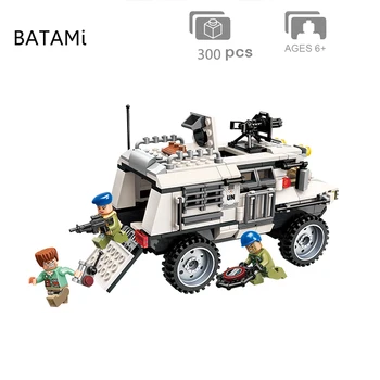 

Model building kit Compatible with city block Swat Thunder Mission Gatling White Armored Car 298 pcs 3 Bricks minfigure toy