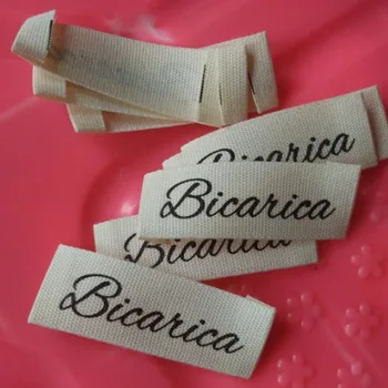 

1000PCS Custom soft Beige cotton ribbon cloth print label baby clothing label 4 * 1.5 cm