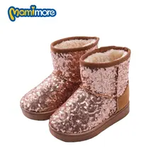 Hiver Enfants Bottes de Neige Filles Paillettes Solide Chaud 2017 Mode Enfant Bottes En Caoutchouc Chaud Plus de Velours Neige Chaussures Garçons Coogee
