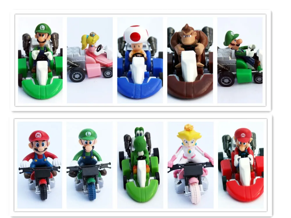 10x Super Mario Kart отступить racers автомобилей Wii Луиджи Йоши Жаба принцессы Donkey Kong DK