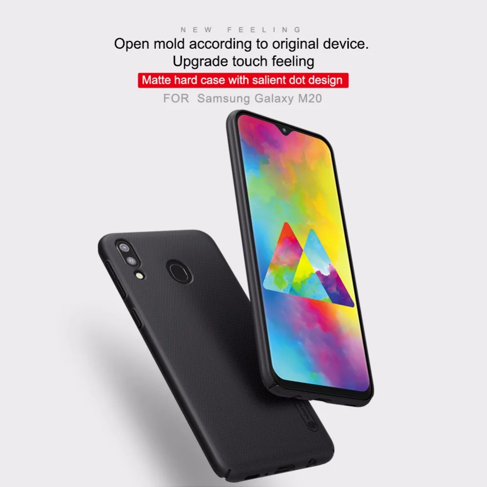 

Case For Samsung Galaxy M20 NILLKIN Super Frosted Shield Matte Salient Dot back cover For Samsung M20 gift phone holder