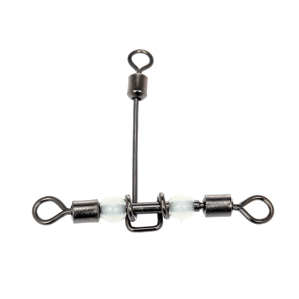 

30PCS Fishing 3 Way Rolling Swivels Carp Fishing Pesca T-shape Cross-line Glow Beads 1/0 2/# 4/# 6/# 8/# 10/# Stainless Steel