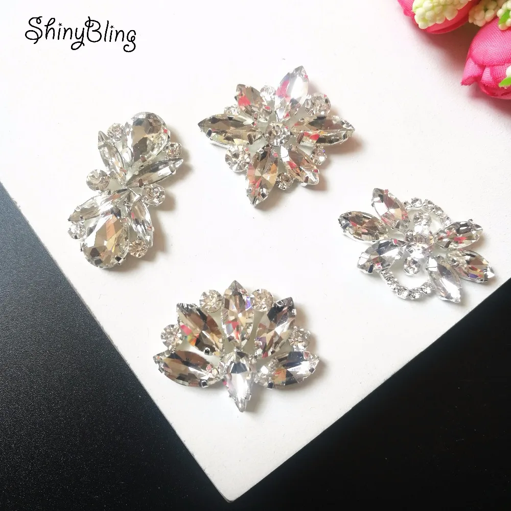 

1 PCS Rhinestone Appliques For Wedding Belt Rose Silver Crystal Beads Sew On Rhinestone Appliques Bridal Accessories