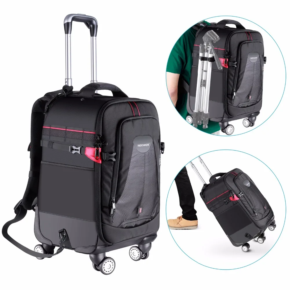 

Neewer 2-in-1 Camera Backpack Trolley Case with 4 Double Spinner Wheels