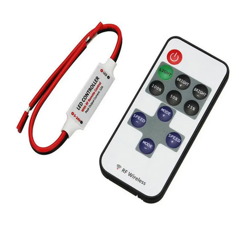 Led Strip Controller Dimmer 12A Wireless RF Remote Control Single Color Strip Lighting 3528 5050