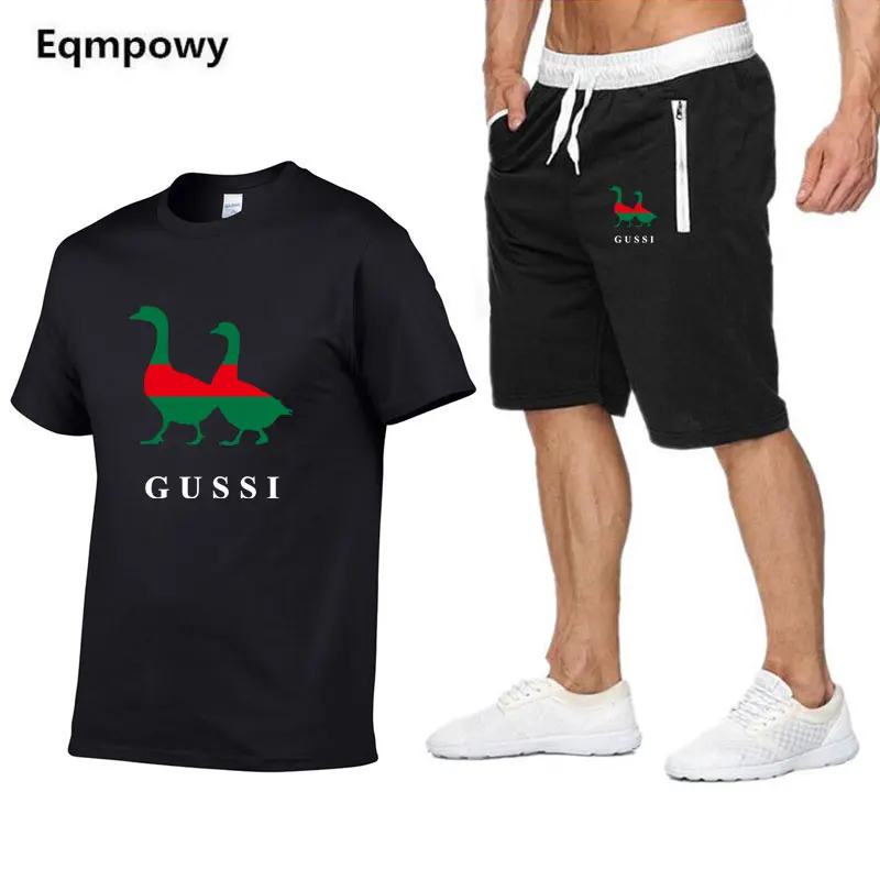

Casual Sporting Suit Men 2019 Summer Thin Set Men Tracksuit Zipper T shirts + Shorts Sets Male Sweat Suit