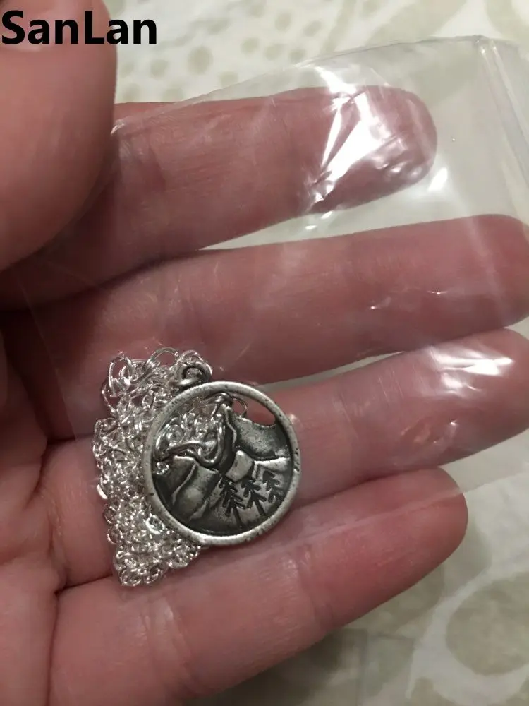 

10pcs Lovely round pendant Pine Tree Mountain Trees Forest Pine tree Pendant Necklace Simple Fashion Jewelry Gift SanLan