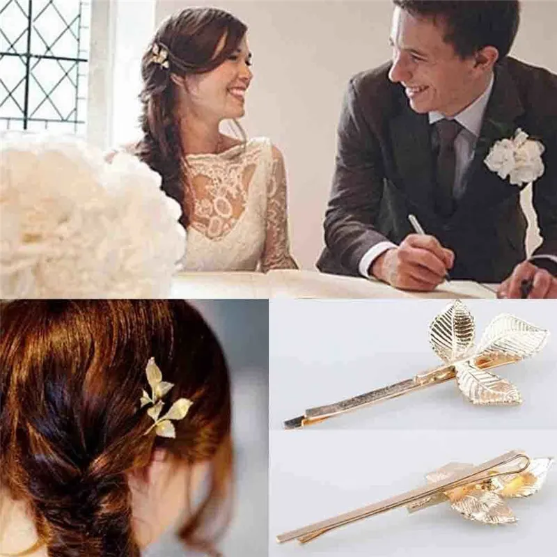 

Women Bridal Wedding Gold Leaf Branch Pearl Hair Clip Hairpin Tiara Headpiece Jewelry Engagement Fashion Party Anniversary