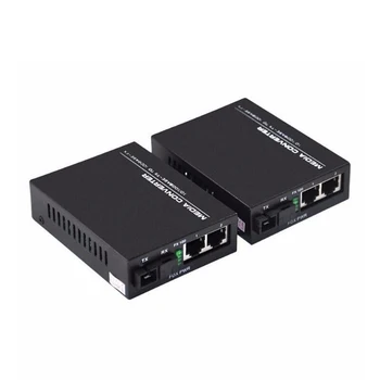 

10/100/1000Mbps Fiber Optic Media Converter 1 Optical Port 2 RJ45 Netlink converter fiber optic transceiver 25KM Freeshipping