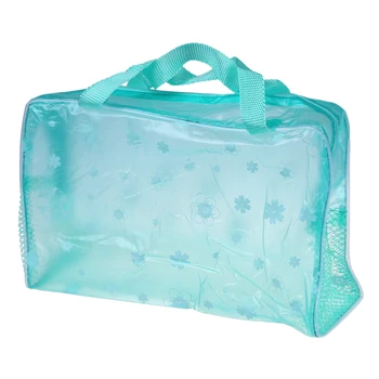 

Floral Print Transparent Waterproof Cosmetic Bag Toiletry Bathing Pouch Green