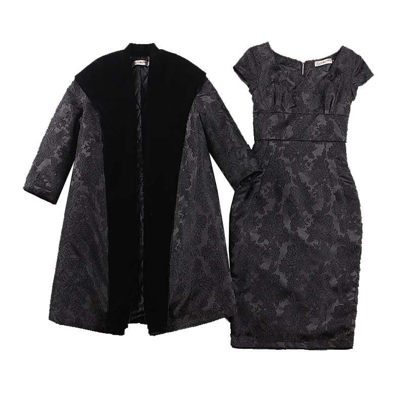 

le palais vintage 2018FW Classic 50s A Silhouette Jacquard Velvet Outwear Ninth Sleeve/Hepburn Dress Matte Quilting Embroidery