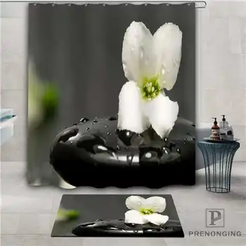 

Custom White-Flower (1) Waterproof Shower Curtain Doormat Home Bath Bathroom Polyester Fabric Multi Sizes#2019-1-05-49