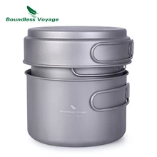 Boundless Voyage Titanium Pot Pan Set with Folding Handle Outdoor Camping Picnic Backpacking Soup Bowl Frying Pan Mess Kit Boundless Voyage Titanium Pot Pan Set with Folding Handle Outdoor Camping Picnic Backpacking Soup Bowl Frying Pan Mess Kit