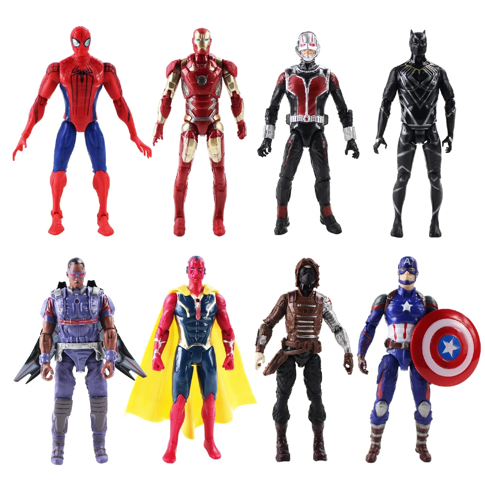 

18cm 8pcs/set Super Heros ironman antman spiderman captain PVC Action Figures Collectible Model Toy For Children Gifts