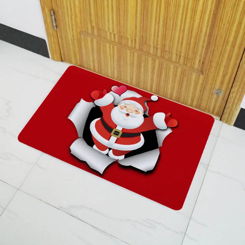 Merry Christmas Санта Клаус резиновый коврик для ресторана пушистый мягкий 3D принт Санта прямоугольный коврик на пол в ванной спальне коврик для дома