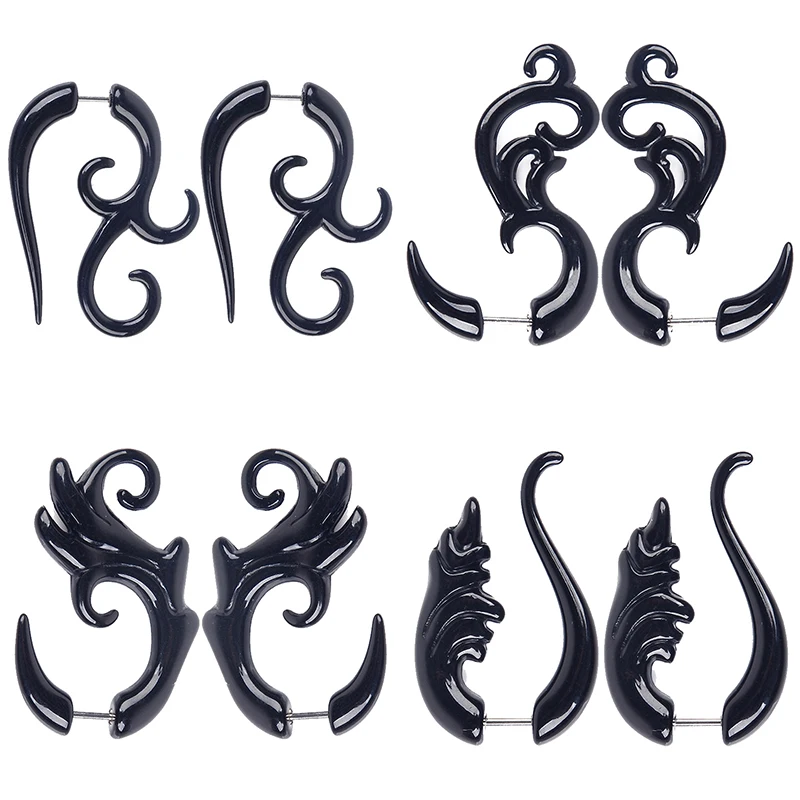 2pcs Black Acrylic Spiral Ear Tunnel Plugs Gauge Expanders Taper Stretcher Earlobe Earring Body Jewelry Piercing Earring