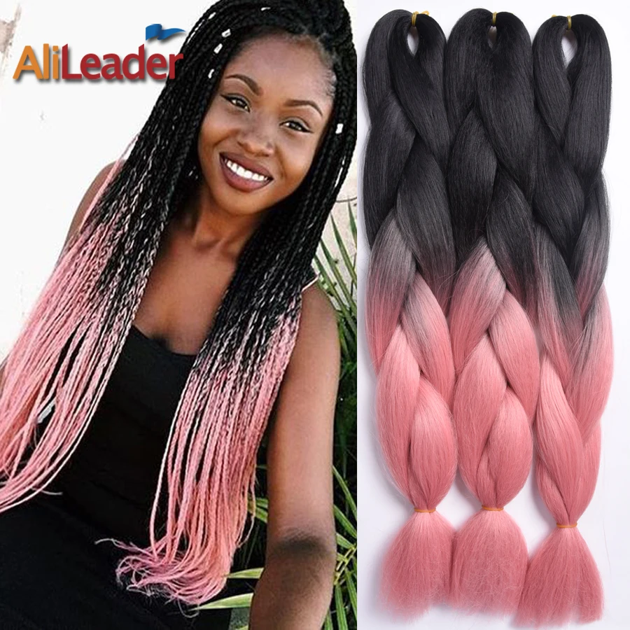 24" 100g/Pc Synthetic Crochet Braids Hair Pink Braiding Hair Kanekalon